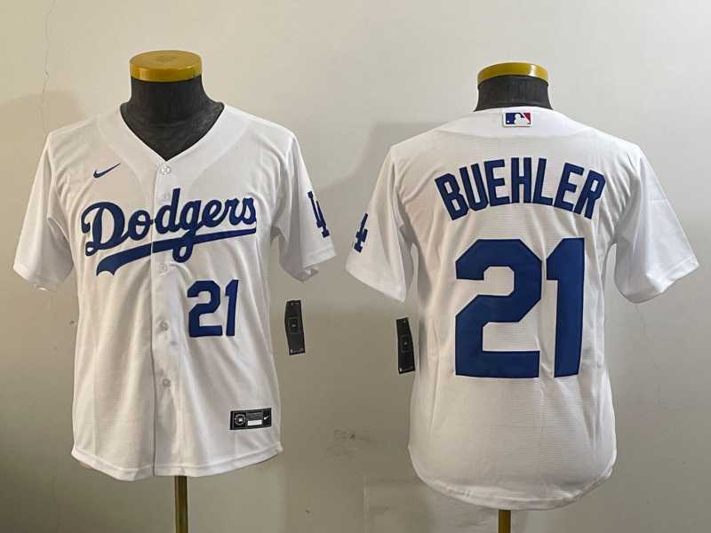 Youth Los Angeles Dodgers #21 Walker Buehler White Stitched Cool Base Nike Jerseys->mlb youth jerseys->MLB Jersey